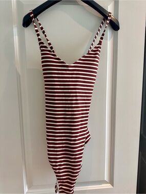 Aerie brown and white striped ribbed one piece. Size XL